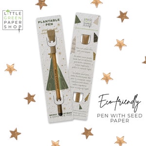 PEN PLANTABLE-Bolígrafo ecológico con semillas, relleno de bolsa de fiesta, planta después de su uso, cultivo de flores silvestres, regalo de Navidad ecológico- Oh Árbol de Navidad