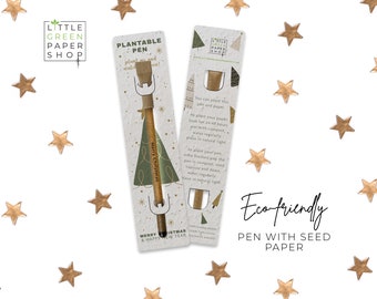 PLANTABLE PEN-Eco-friendly pen with seeds, party bag filler, plant after use, grow wildflowers, eco xmas gift- Oh Christmas Tree