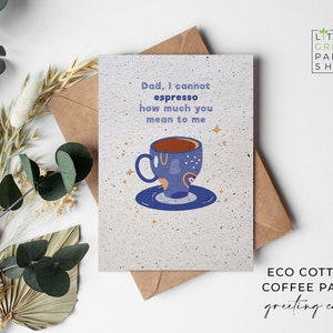 Cartes en papier de café en coton écologique à planter A6 - Voeux pour la fête des pères, écologiques, biodégradables - Cannot Expresso
