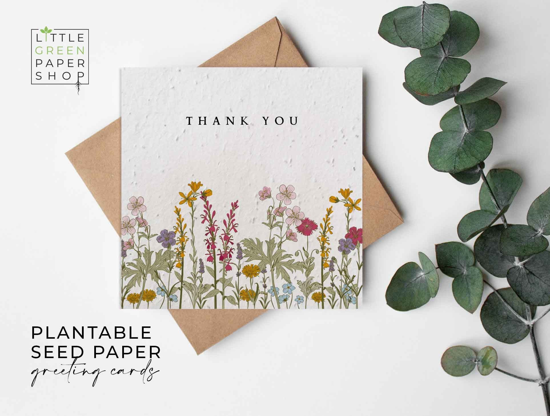 Plantable Flower Seed Paper Cards Thank You Congratulations, Friends,  Family, Greeting, Gardening, Eco-friendly, Biodegradable 