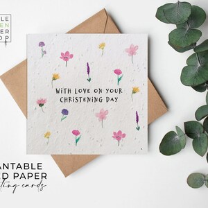 Fleurs en papier graine, cartes en papier graine, carte imprimée pour graines, cadeau jardinage respectueux de l'environnement - prairie estivale - fille de baptême