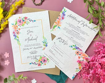 Plantable Wedding Invitations | Seed Paper Wedding Invites with Envelopes | Eco Friendly Biodegradable Stationery | Brightly Ever After