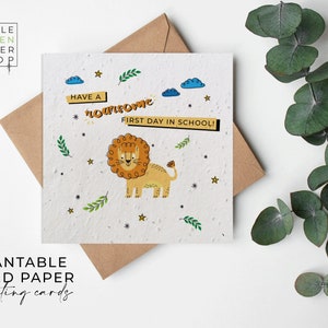Papier de graines de FLEURS, cartes de papier de graines, carte de graines imprimées, cadeau de jardinage écologique - Premier jour rugissant