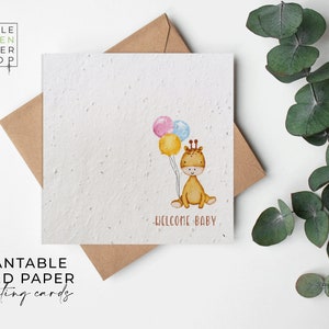 Papier de graines de FLEURS, cartes de papier de graines, carte de graines imprimées, cadeau de jardinage écologique - Nouveau bébé