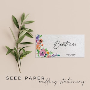 Plantable SEED PAPER Eco-friendly Sustainable Biodegradable Wedding Party Placecard Place Name - Brightly Ever After