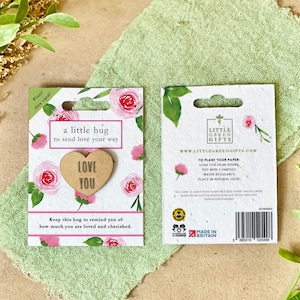 POCKET HUG con biglietto PIANTABILE - Amore in fiore, ecologico, pianta dopo l'uso, fai crescere fiori selvatici, San Valentino, piccolo regalo, regalo premuroso