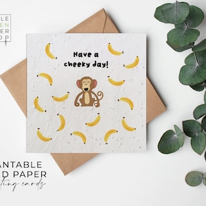 Papel de semilla de FLOR, Tarjetas de papel de semillas, Tarjeta de semillas plantables de flores silvestres, Tarjeta de semillas impresa, Regalo de jardinería ecológico - Mono descarado