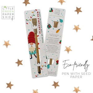 PEN PLANTABLE-Bolígrafo ecológico con semillas, relleno de bolsa de fiesta, planta después de su uso, cultivo de flores silvestres, regalo de Navidad ecológico- Los pequeños ayudantes de Santa