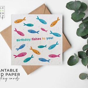 Papier semences FLEUR, cartes en papier semences, carte semences imprimées, cadeau jardinage respectueux de l'environnement - poisson d'anniversaire