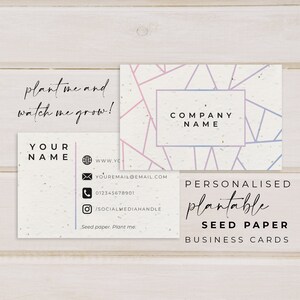 Cartes de visite en papier graines de fleurs à planter (85 x 55 mm) - PERSONNALISÉES SUR MESURE - Cartes de visite pour présentation, écologiques, biodégradables