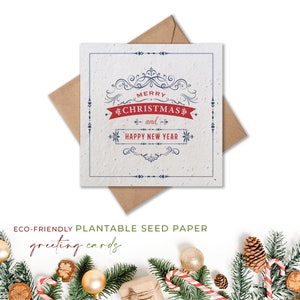 Pflanzbare Blumen Saatpapierkarten - Let it Snow - Frohe Weihnachten - Weihnachten, Freunde, Familie, Gruß, Garten, umweltfreundlich, biologisch abbaubar