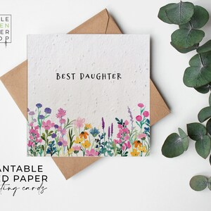 Fleurs en papier semences, cartes en papier semences, carte imprimée pour semences, cadeau de jardinage respectueux de l'environnement - Summertime Meadow - Meilleure fille