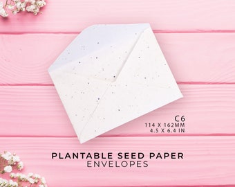 PLANTABLE Seed Paper Envelopes C6 - Wildflowers - Grow Flowers, Eco-friendly, Biodegradable, Sustainable - Wedding Envelopes, Luxury, Cotton