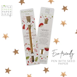 STYLO PLANTABLE-Stylo écologique avec graines, remplisseur de sac de fête, plante après utilisation, faire pousser des fleurs sauvages, cadeau de Noël écologique - Manger, boire et être joyeux