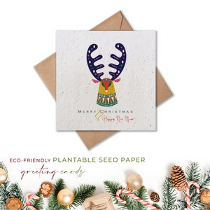 Cartão SCANDI, Cartão FELIZ NATAL, Cartões de sementes plantáveis, Cartões de papel semente, Cartões de Natal ecológicos com envelopes, 100% biodegradáveis
