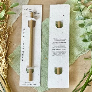 LÁPIZ PLANTABLE con soporte de papel plantable, regalo de boda, regalo, papel de semillas biodegradable y ecológico - Love is in the Air imagen 2