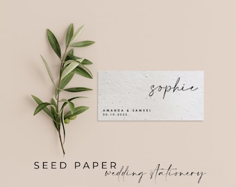 Plantable SEED PAPER Eco-friendly Sustainable Biodegradable Wedding Party Placecard Place Name - Love is in the Air
