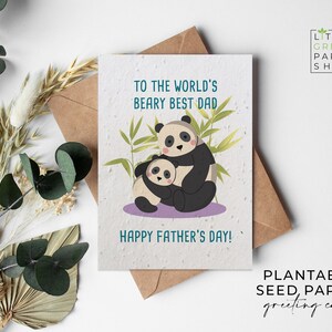 Cartes en papier de graines de fleurs à planter A6 - Salutation de la fête des pères, écologique, biodégradable - Beary Best Dad