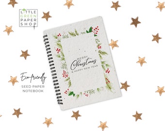 Eco-Friendly Plantable Seed Paper Christmas Notebook - A Sustainable Way to Write, Plant and Watch Your Wishes Grow - Mistletoe