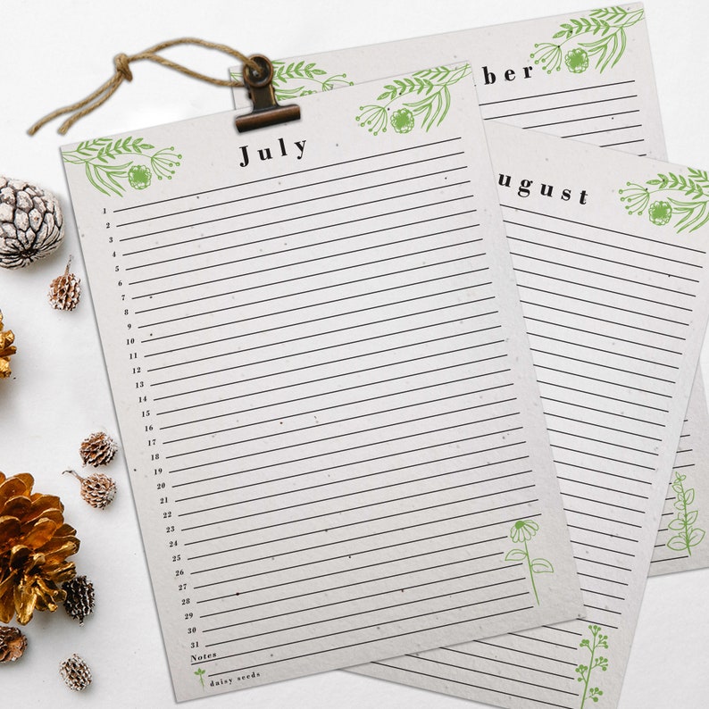 Seed Paper versatile PLANTABLE CALENDAR Grow Flowers, Christmas Gift, Luxury Present Idea Eco-friendly, Biodegradable, Sustainable image 6