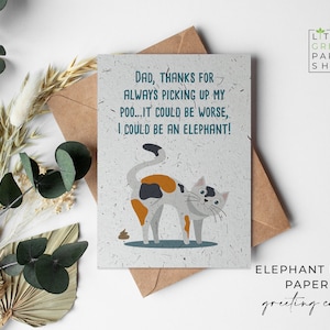 Cartes papier caca d'éléphant à planter A6 - Voeux pour la fête des pères, écologiques, biodégradables - Caca de chat