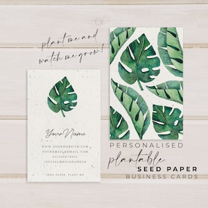 Cartes de visite en papier graines de fleurs à planter (85 x 55 mm) - PERSONNALISÉES SUR MESURE - Cartes de visite pour présentation, écologiques, biodégradables