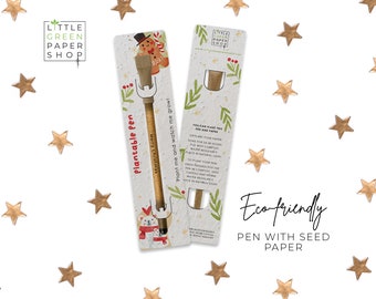 CANETA PLANTÁVEL - Caneta ecológica com sementes, enchimento de saco de festa, planta após o uso, cultivo de flores silvestres, presente ecológico de Natal - O Natal está por toda parte