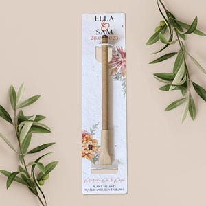 Bolígrafo para plantar con tarjeta de respaldo de papel plantable, regalo de boda, obsequio, papel de semillas biodegradable ecológico - Blush