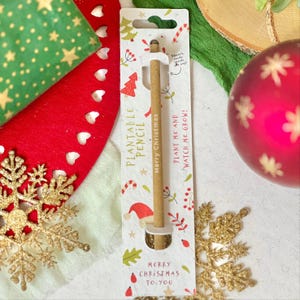 PLANTABLE PENCIL-Eco-friendly pencil with seeds, party bag filler, plant after use, grow wildflowers, eco xmas gift- Eat, Drink and Be Merry