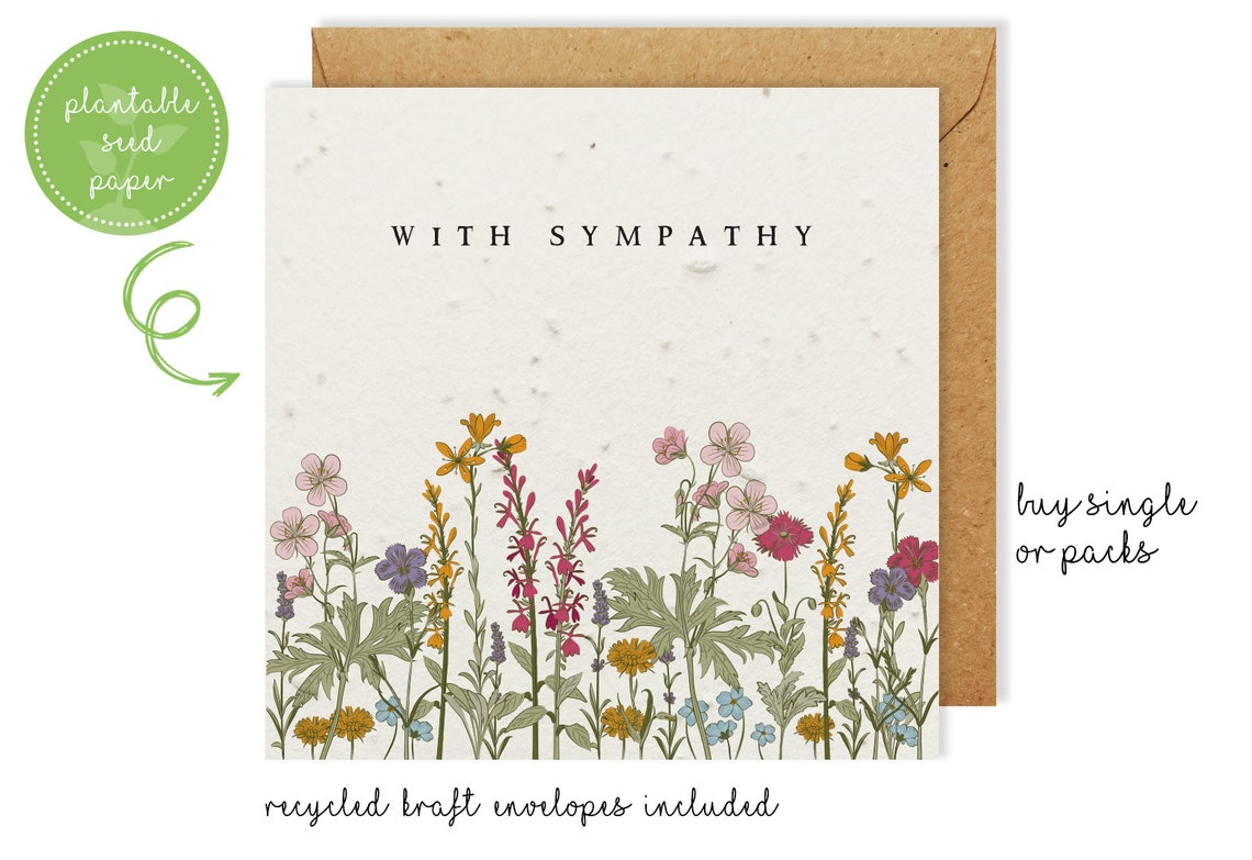 Plantable Flower Seed Paper Cards Sympathy Friends Etsy