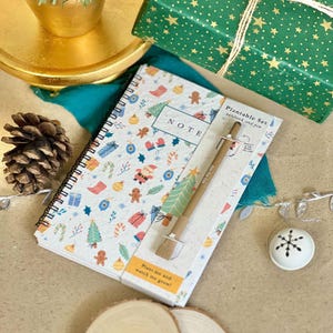 Set di quaderni e penne PLANTABLE - Allegria natalizia, ecologico, pianta dopo l'uso, fai crescere fiori selvatici, Natale, piccolo regalo, regalo premuroso
