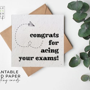 Papier semences FLOWER, cartes en papier semences, carte semences imprimées, cadeau jardinage respectueux de l'environnement - lignes d'écriture - examens de félicitations