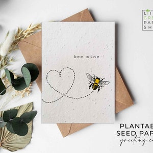 Cartes en papier de graines de fleurs plantables A6 - Mine d’abeilles - Saint-Valentin, Amour, Abeilles, Amis, Salutations, Jardinage, Écologique, Biodégradable