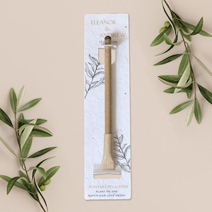 Bolígrafo de regalo con base de papel plantable, regalo de boda, obsequio, papel de semillas biodegradable y ecológico - Simple Lines