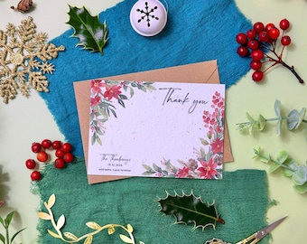Plantable Seed Paper Wedding Thank You Card | Eco Friendly Biodegradable Stationery | Winterberry