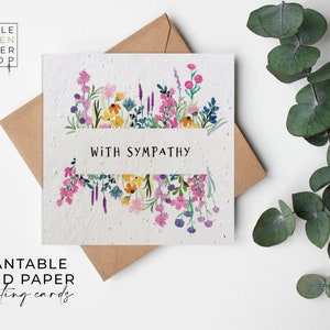 Papier de graines de FLEURS, cartes de papier de graines, carte de graines imprimées, cadeau de jardinage écologique - Summertime Meadow - Avec sympathie