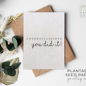Pflanzenbare Blumen SaatpapierKarten A6 - Herzlichen Glückwunsch - Gut gemacht, Freunde, Familie, Gruß, Gartenarbeit, umweltfreundlich, biologisch abbaubar