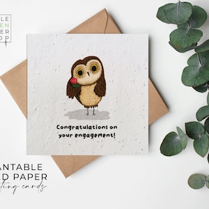 Fleurs en papier semences, Cartes en papier semences, Cartes imprimées pour semences, Cadeau jardinage respectueux de l'environnement - Hibou de fiançailles