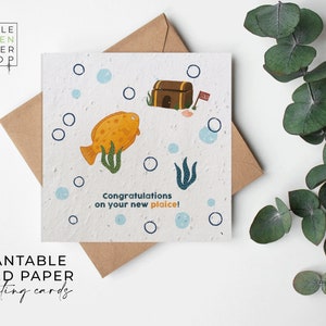 Papier pour graines de fleurs, carte pour graines de fleurs sauvages à planter, carte pour graines imprimées, cadeau de jardinage écologique - Félicitations pour le nouveau plie