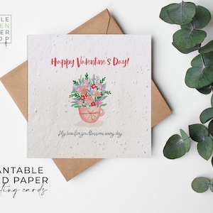 Biglietto di carta con semi di fiori piantabili - San Valentino - Amore, Biglietto d'auguri, Carino, Regalo, Amici, Famiglia, Ecologico - Bouquet