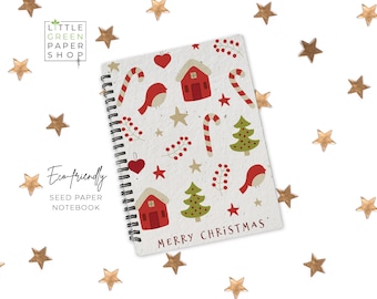 Eco-Friendly Plantable Seed Paper Christmas Notebook - A Sustainable Way to Write, Plant and Watch Your Wishes Grow- Eat, Drink and Be Merry