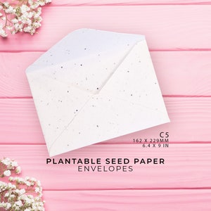 Enveloppes en papier semences PLANTABLE C5 - Fleurs sauvages - Cultivez des fleurs, Écologiques, Biodégradables, Durables - Enveloppes de mariage, Luxe, Coton