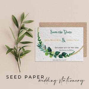 CARTA DA SEME Piantabile Eco-friendly Matrimonio Biodegradabile Sostenibile Save the Date Invito - Foliage