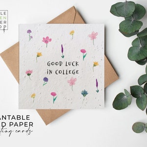 Papier de graines de FLEURS, cartes de papier de graines, carte de graines imprimées, cadeau de jardinage écologique - Summertime Meadow - Good Luck College