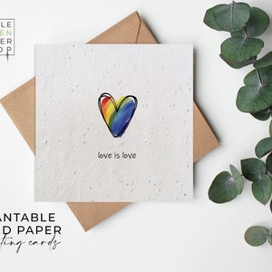 BLOEMzaadpapier, groeipapierkaarten, gedrukte zaadkaart, milieuvriendelijk tuincadeau - LGBT - liefde is liefde