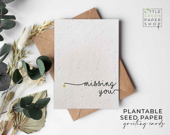 Plantable Flower Seed Paper Cards A6 - Missing You - Love, Long Distance, Friends, Family,Greeting,Gardening,Eco-friendly,Biodegradable