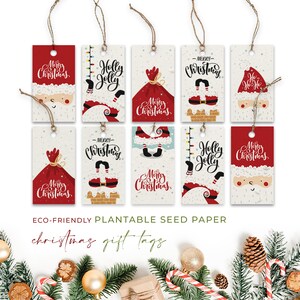 Étiquettes en papier de semences, ÉTIQUETTES À PLANTER, Étiquettes volantes de NOL, Étiquettes pour cadeaux de Noël, Étiquettes pour père Noël joyeux Noël graines de fleurs sauvages, Étiquettes avec ficelle