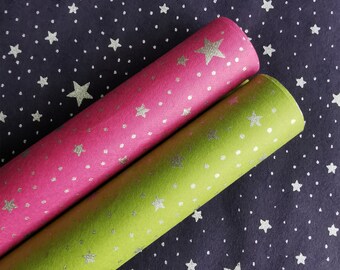Eco-friendly Mulberry Wrapping Paper - 100% Biodegradable, Sustainable Gift Wrapping Earth-friendly Shimmer Silver Stars