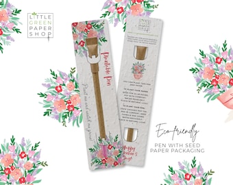 PLANTABLE PEN-Eco-friendly pen with seeds, party bag filler, plant after use, grow wildflowers, eco valentines gift- Bouquet