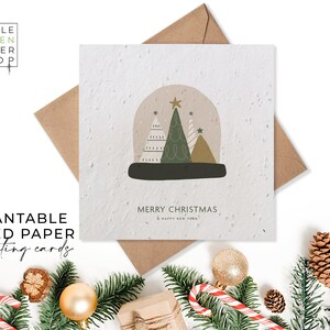 Cartes en papier de graines plantables - Oh Christmas Tree - Joyeux Noël - Noël, Amis, Famille, Salutation, Jardinage, Écologique, Biodégradable